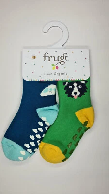 Frugi Grippy Socks 2 Pack, Organic Cotton Helicopter Multipack