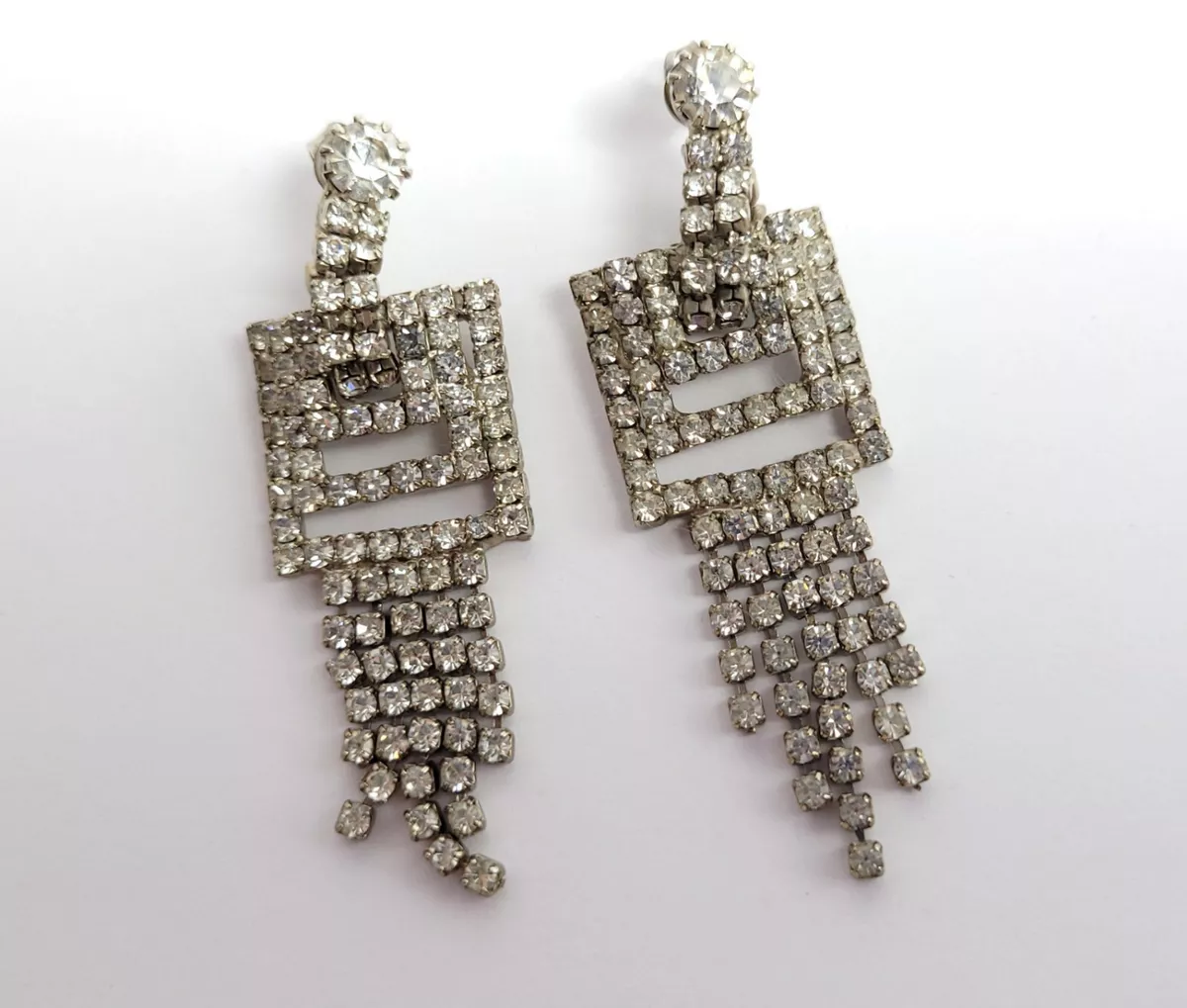 Art deco rhinestone earrings sale