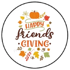 HAPPY FRIENDSGIVING THANKSGIVING ENVELOPE SEALS LABELS STICKERS PARTY FAVORS