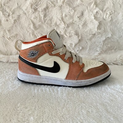 Nike Air Jordan 1 Mid SE GS White Sail Orange Suede DV1341-800