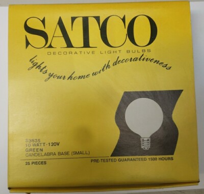 Box Of (25) Satco S3835 Transparent Green 10W G12 1/2 C7 Christmas Bulb E12 Base