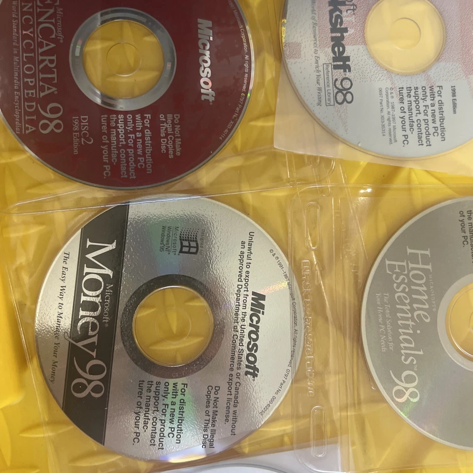 Vintage Software Lot Microsoft Money 98 Encarta Bookshelf Home Original CDs - Image 4 of 4