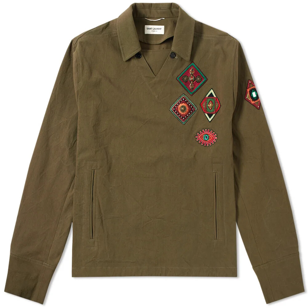 Saint Laurent Patch Tunic Shirt In Military Green MENS SIZE 44 EU