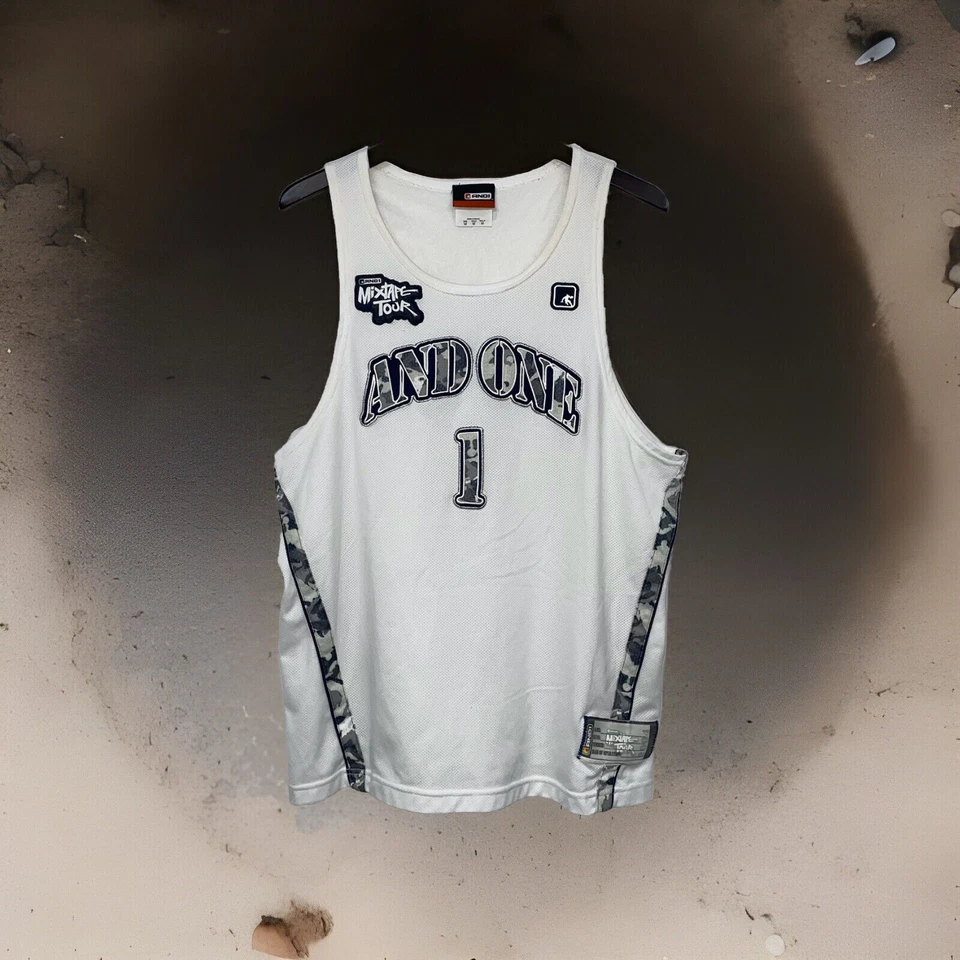 Vintage And 1 Mixtape Tour 2004 Basketball Jersey Men’s Medium White Camo And1 - Image 2 of 4