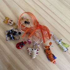 FUN BUTTERFLY LADYBUG GRASSHOPPER ETC.  WINE GLASS CHARM RINGS SET OF 6