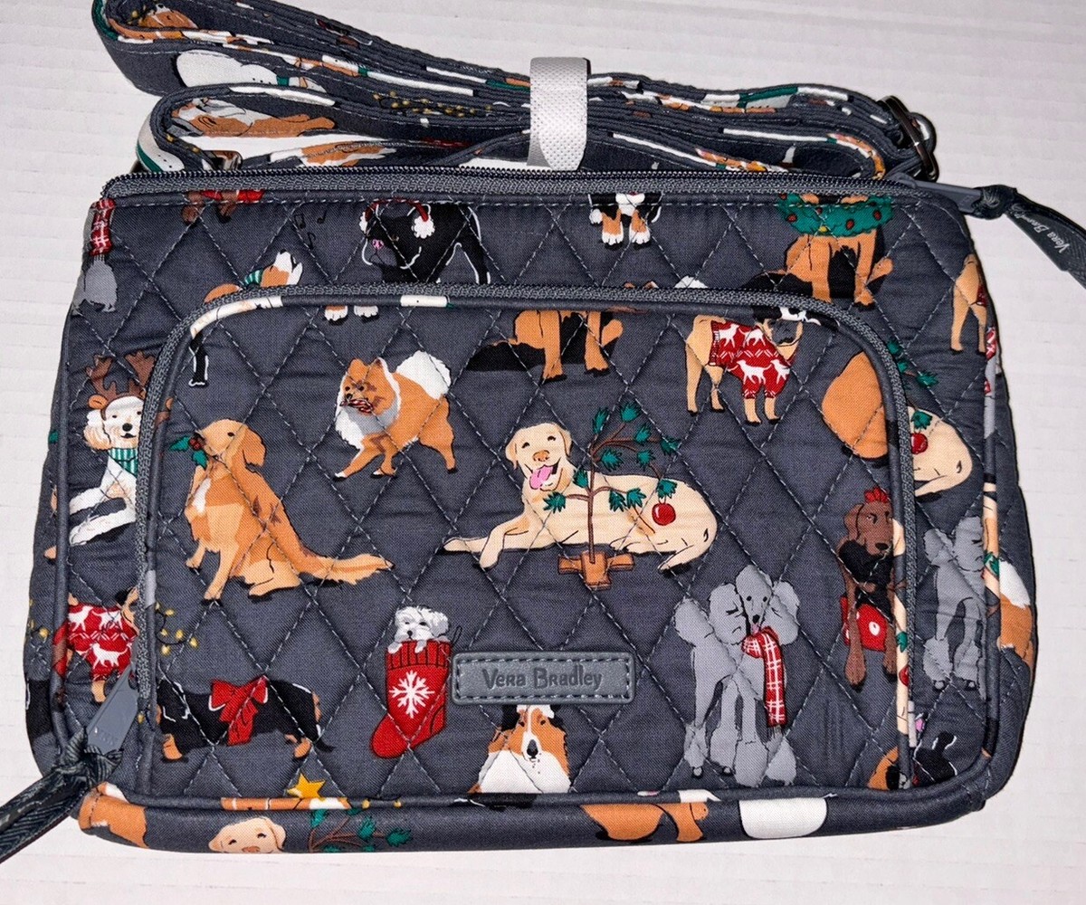 New Vera Bradley RFID Little Hipster Purse in Holiday Dogs