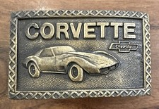 Vintage Corvette Brass Belt Buckle 741 1970's Limited Edition Advertising