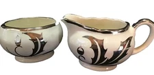 Sandland Ware Lancaster Hanley Creamer Open Sugar Silver Leaf