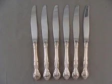 6 Silver Plate Table Knives In The Affections Pattern By Oneida Community
