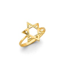 Religious Real 14k Yellow Gold Star of David Ring Jewish Band Size7 Women Girls
