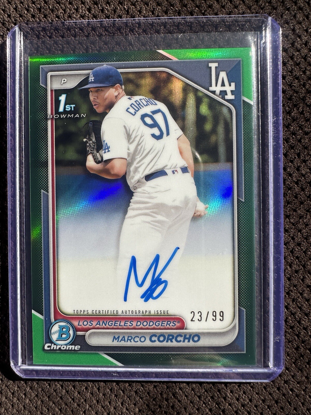 2024 Bowman Chrome 1st Marco Corcho Green Auto /99 Dodgers Prospect