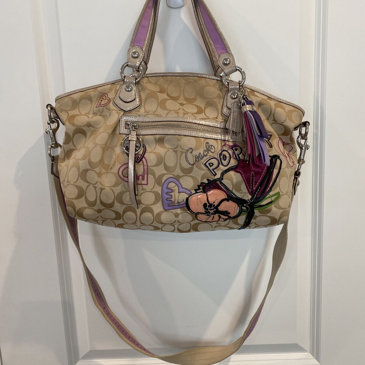 COACH Vintage Poppy Petal Signature Highlight Shoulder Bag COACH Vintage Poppy Petal Signature Highlight Shoulder Bag