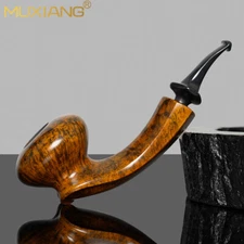 MUXIANG Handmade Briar Tomato Pipe Smooth Wooden Freehand Tobacco Pipe Vulcanite