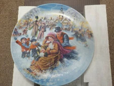 Bradex 1994 plate "A Winter Pastime"  from Victorian Christmas series, 8.5" diam