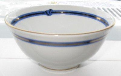 Christofle Rubanea Bleu Blue Boullion Bowl & Saucer OF2