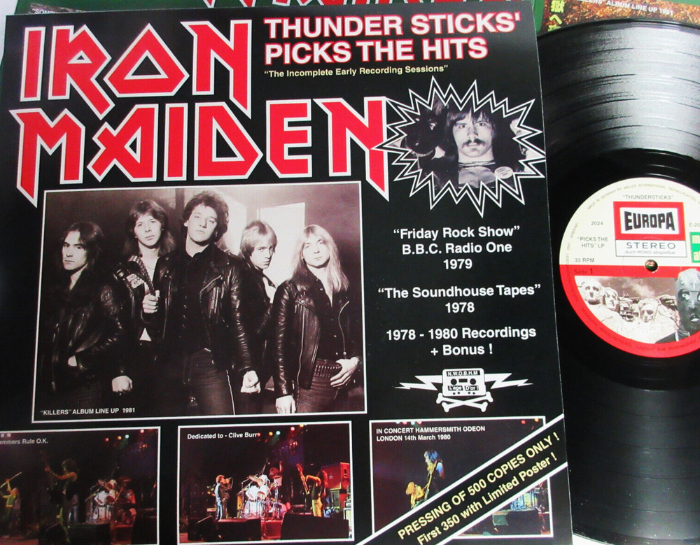 IRON MAIDEN THUNDERSTICKS' PICKS LP Poster Ltd Friday Rock Show Soundhouse Tapes