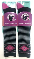 JUSTIN GYPSY COLLECTION 2-PR WOMEN'S FASHION OTC SOCKS BLK SZ MD FIT 7-9.5 SHOE