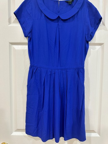 J Crew Royal Blue Peter Pan dress with pockets and Peter Pan collar Size 4 - Picture 1 of 4