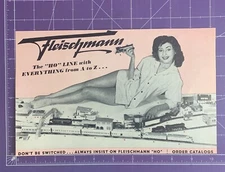 FLEISCHMANN HO SCALE PRETTY MODEL    1958 TRAIN PRINT AD