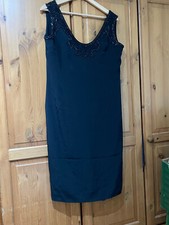 Navy Blue Sleeveless Beaded Accents A Line Dress Size 12