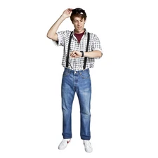 Adult Mens Marty McFly Back To The Future Checkered Costume Shirt Top S M L XL