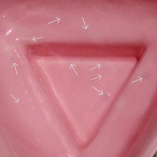 Maddox Of California #105 Vintage 1950s Triangular Dish, Pink, Black, Gold Hairs - Picture 12 of 12