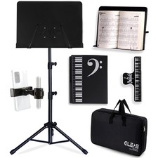 5-in-1 Music Stand with Tray, Phone Holder, and Adjustable Angles for Musicians