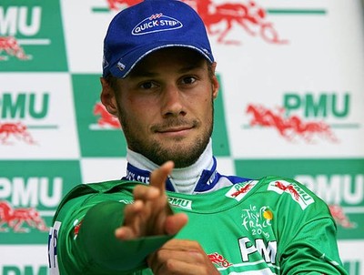 Tom Boonen of Belgium Quickstep retains the green jersey on the po- 2005 Photo