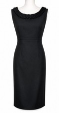 Artigiano Linen Blend Dress UK 10 Black Sleeveless Sheath Work Smart