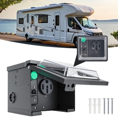 50 Amp RV Power Outlet Box with Breaker 125V/250V NEMA 14-50R Weatherproof RV