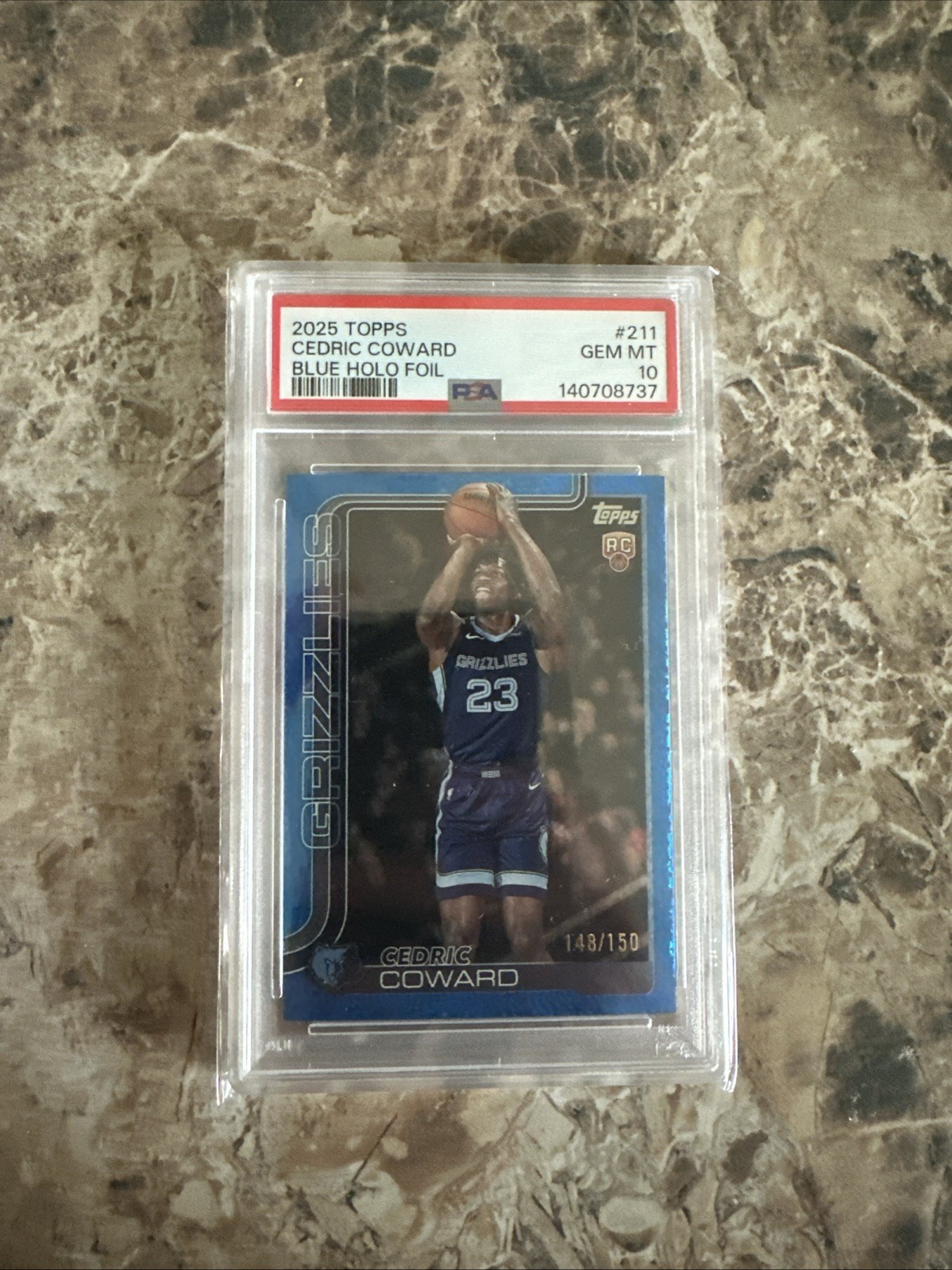 2025-26 Topps - Cedric Coward #211 Blue Rainbow /150 (RC) PSA 10