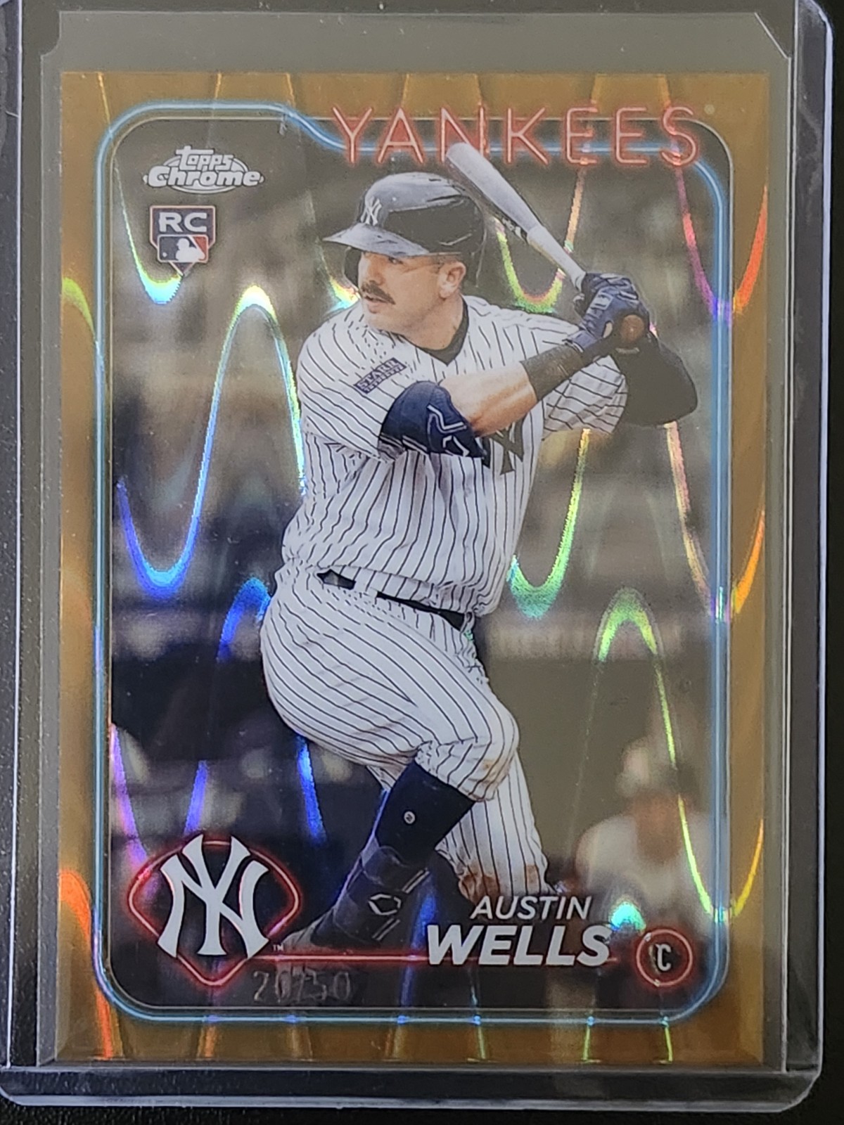 2024 Topps Chrome #281 Austin Wells RC Gold Raywave 20/50
