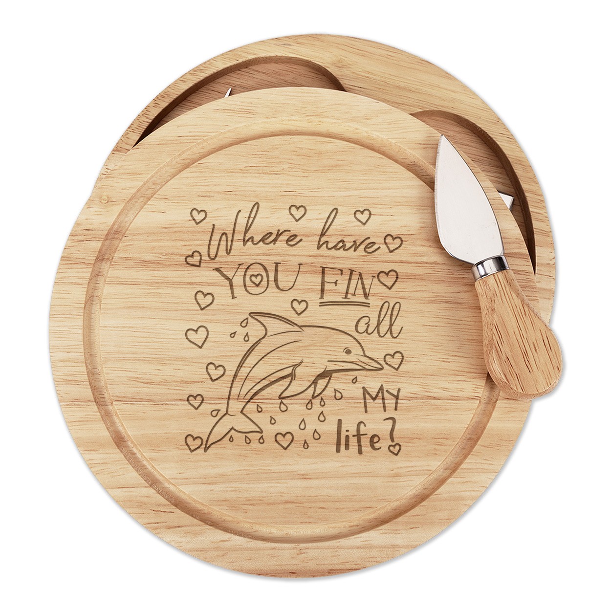 Dolphin Where Have You Fin All My Life Cheese Board Knife Set Valentines Day