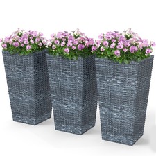 Set of 3 Tall Planters, Indoor and Outdoor Flower Pot Set, Grey