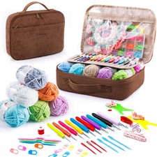 Crochet Kit for Beginners with Yarn Storage Bag, 10pcs Crochet Hooks 2.0-6.0 ...