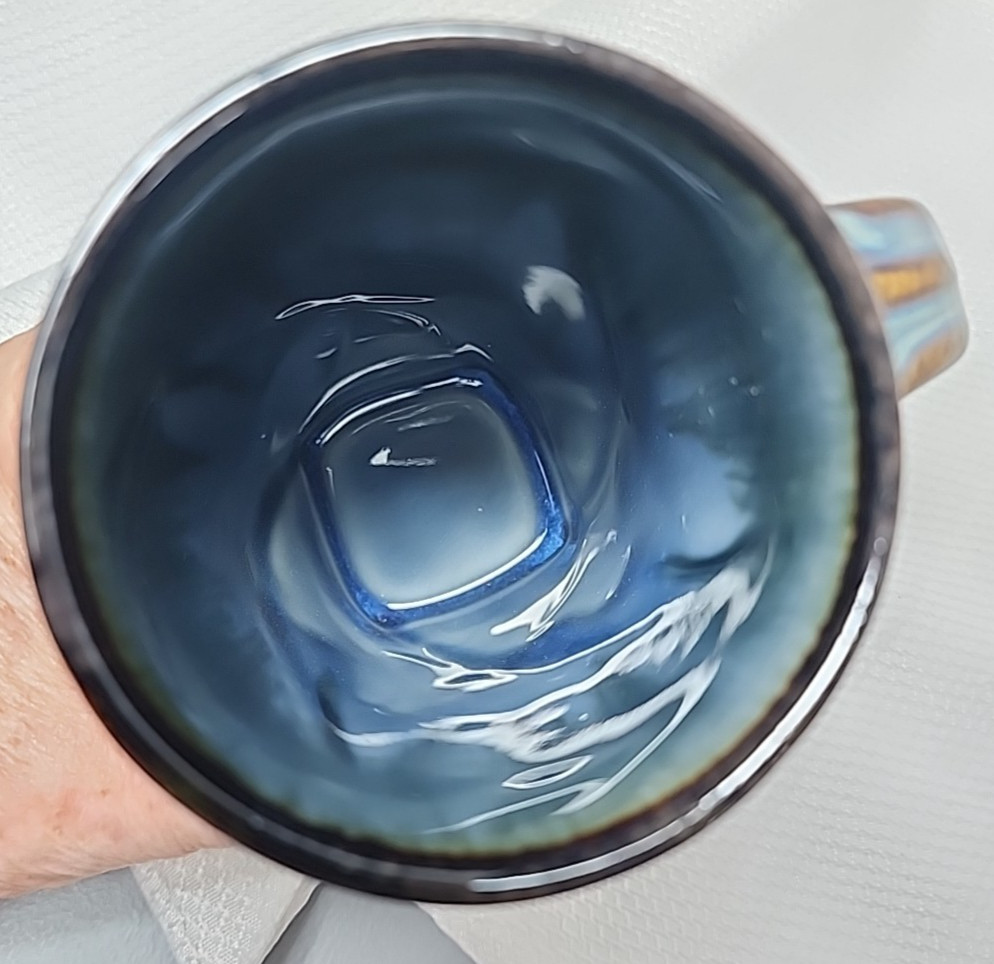 Signed Bill Campbell Studio Pottery Twist Drip Glaze Cup Mug