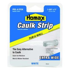 Homax Hybrid Caulking Strip, 1 5/8 in x 11 ft, Box, White, Hybrid Base, Tub 