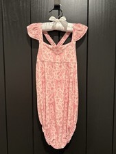 Posh Peanut Ruffled Bubble Romper - Pink Flowers, Bows Butterflies - Girls' 2T