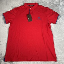 Roberto Cavalli Shirt Mens Large Red Woven Polo Logo Preppy