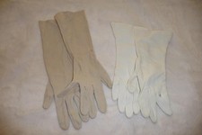 Formal Ball Gown Dress Nylon GLOVES  Vintage 50's Champagne  White