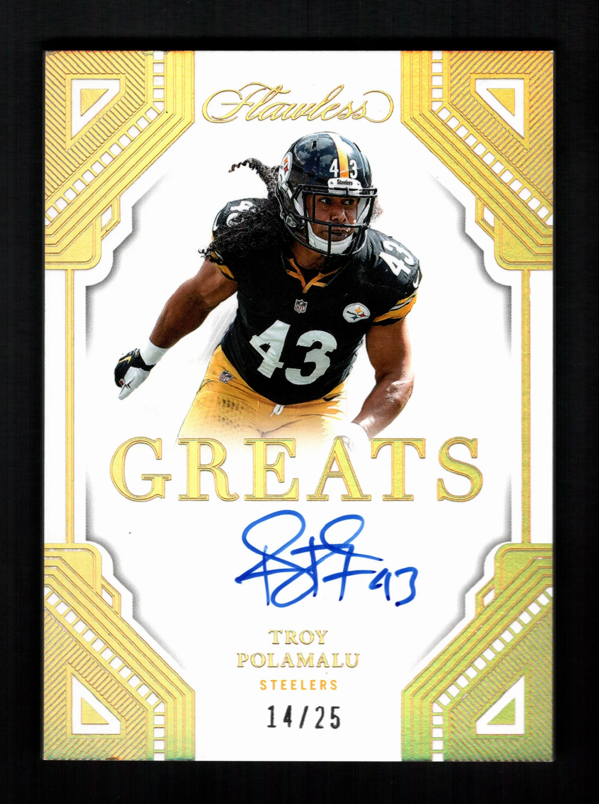 Troy Polamalu 2023 Panini Flawless #G-TPO Greats Gold /25 Auto Steelers
