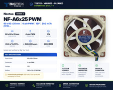 Noctua NF-A6x25 PWM 60mm Premium Quiet Fan 4-Pin 12V 3000 RPM