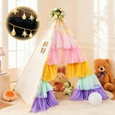 Hallo Deer Teepee Tent for Kids, Toddler Teepee with Star Lights Rainbow Tu...
