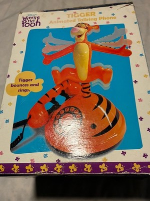 Disney Tigger Animated Talking Phone Bounces and Talks Winnie New in Damged Box 