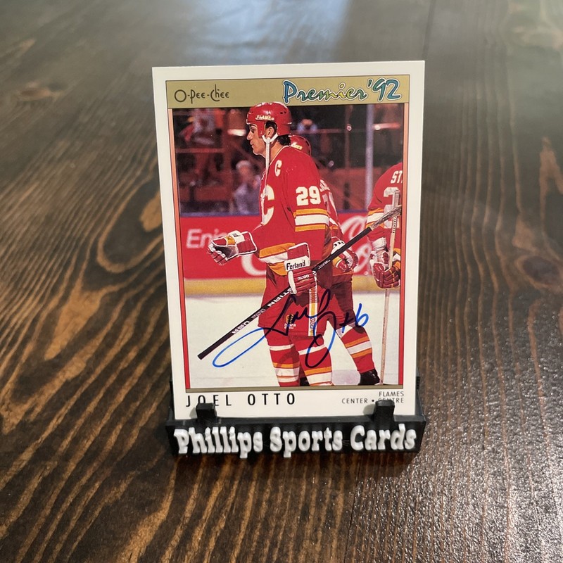 Joel Otto #102 signed autograph auto 1992 O-Pee-Chee Premier Hockey Card