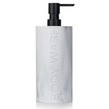 White Body Wash Dispenser Luxurious Refillable Pump Bottle with Embossed Text...