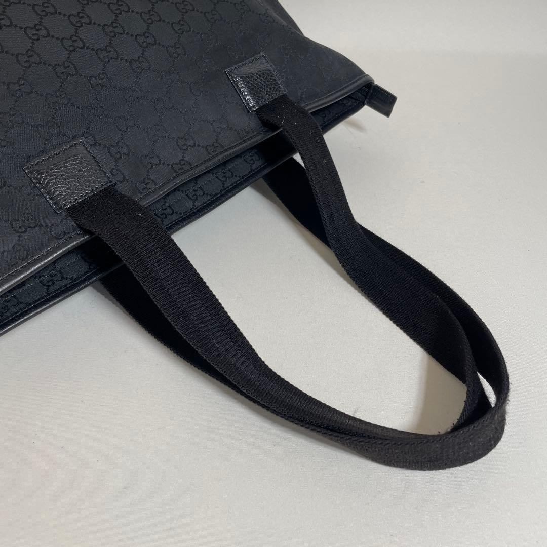 GUCCI GG Nylon Tote Bag Black Leather Trim Excellent Condition thumbnail 6