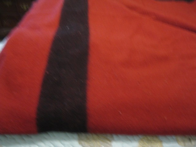 AWESOME FARIBO BURGUNDY W/ 2 BLACK STRIPES LG QUEEN 90X88