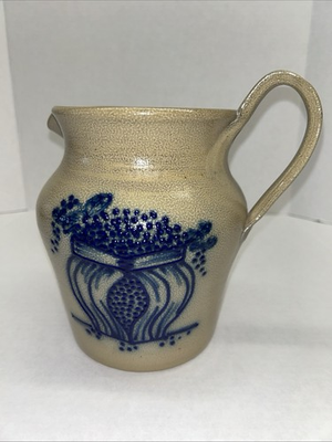 #ad Beaumont Brothers Pottery 7” Salt Glazed Quart Pitcher Blueberry Basket 1993 $30.00