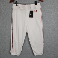 Under Armour Vanish Baseball Knickers White With Red Piping Men's Size Small